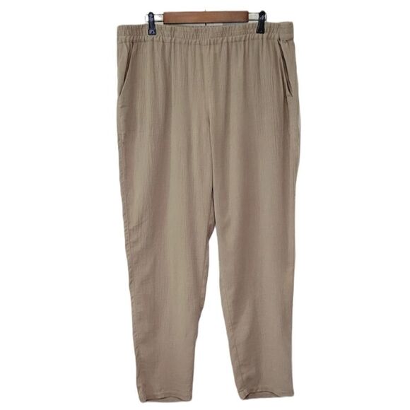 Chico's Toupe Elastic Waistband   100% Cotton Gauze Pants Size 3 - Picture 1 of 6